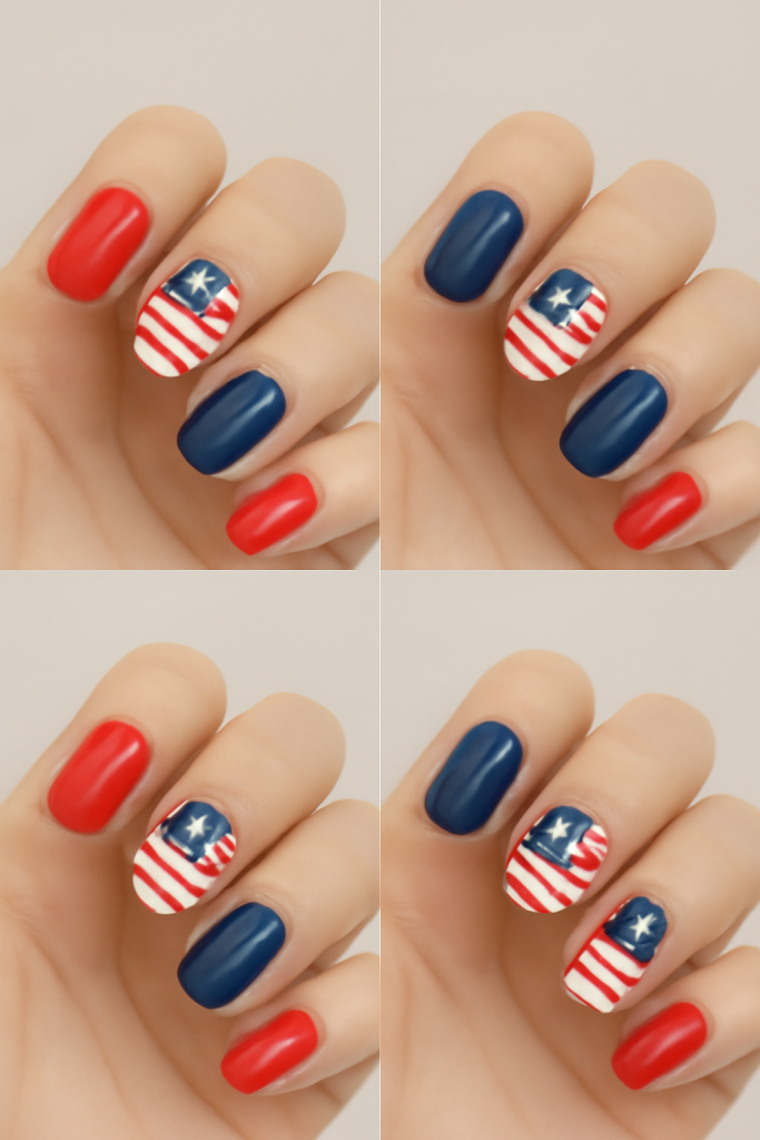 American Flag Accent Nails