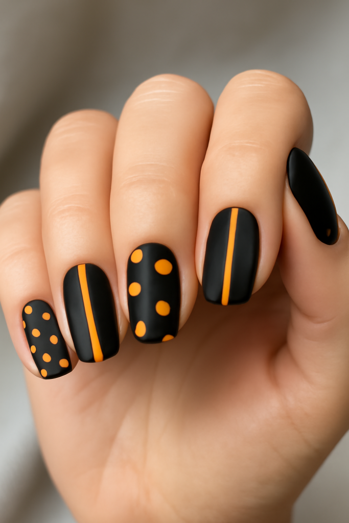 Classic Black and Orange Nails A Timeless Combo