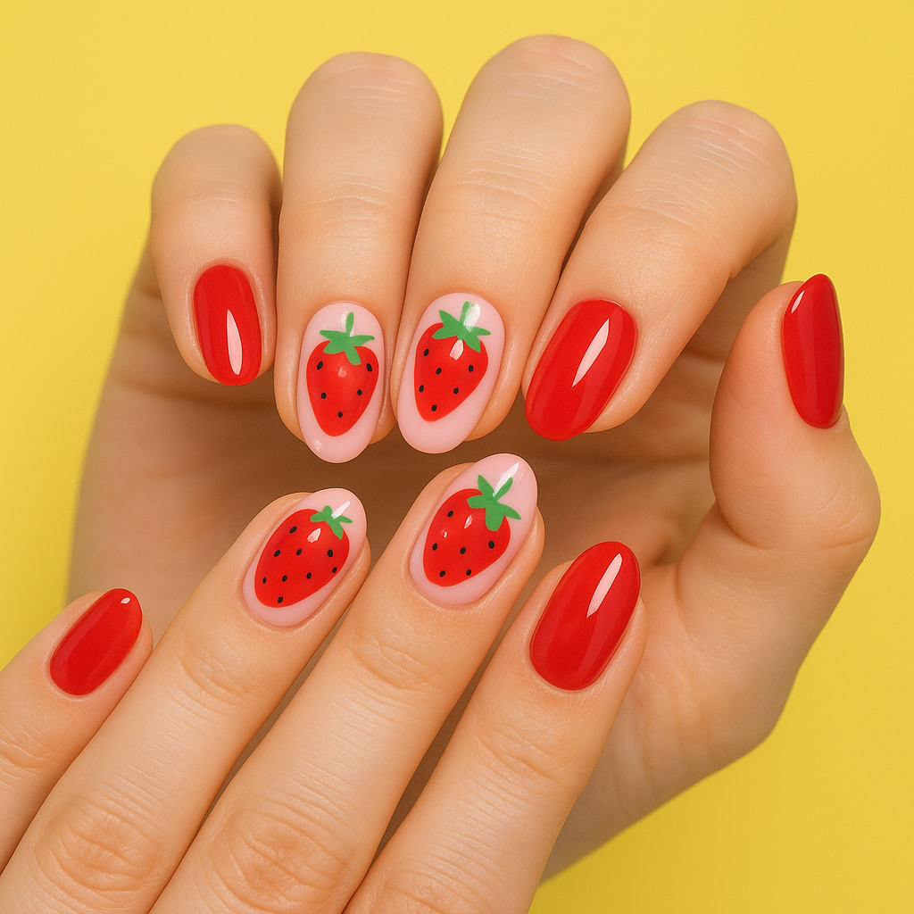 Classic Strawberry nails