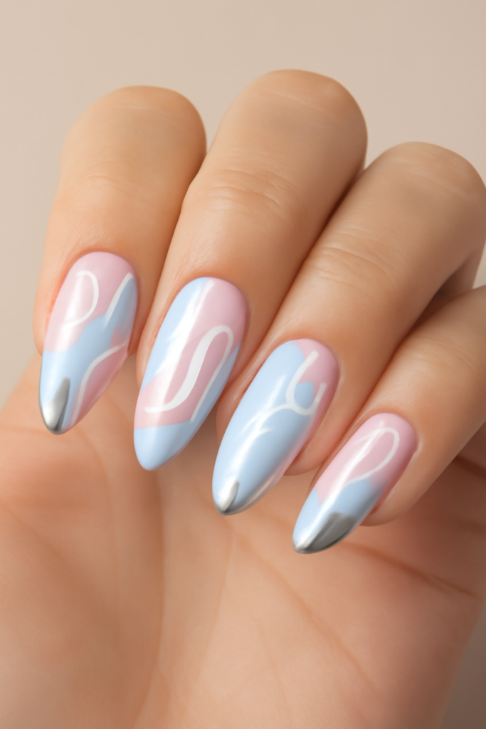 Cotton Candy Chrome with Abstract Designs