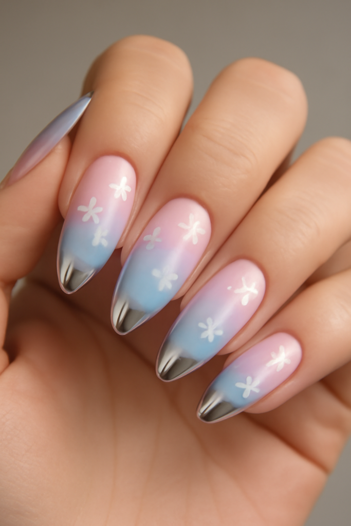 Cotton Candy Chrome with Flower Accents