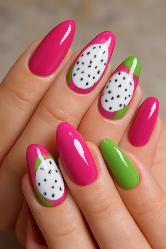 Dragon Fruit Fantasy nails