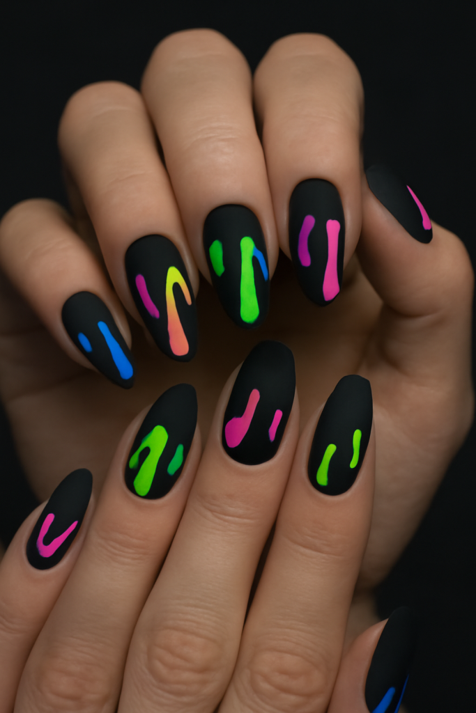 Dripping Neon Nails