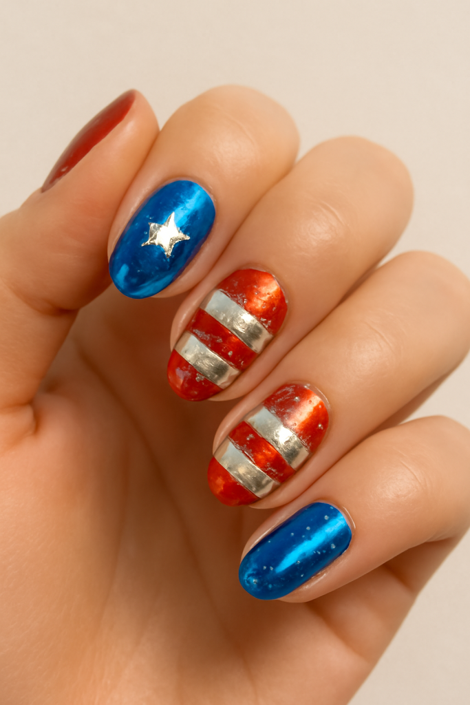 Foil-Effect Flag Nails
