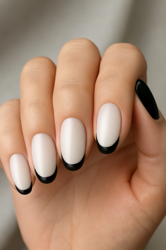 Ghostly White Nails with Black Tips