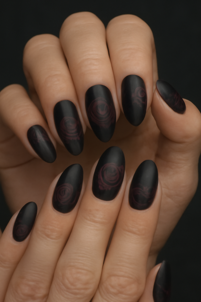 Gothic Nail Art with Dark Roses