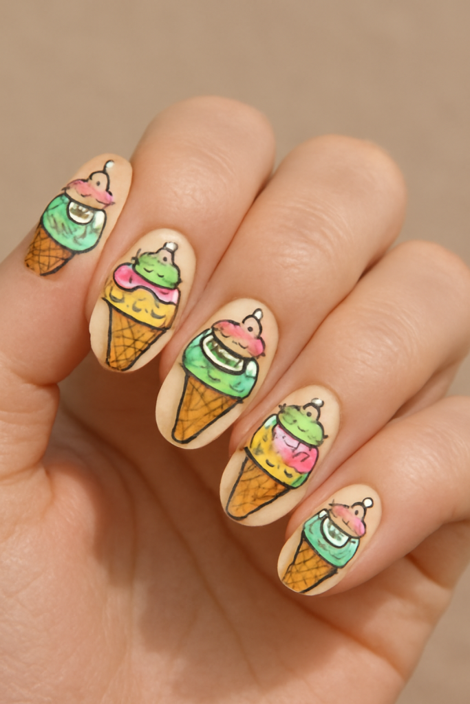 Ice Cream Cone Nails