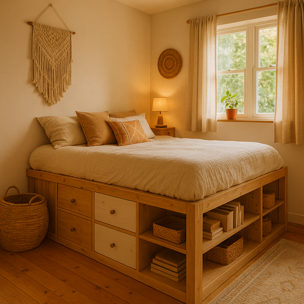 Lofted Beds with Built-In Storage