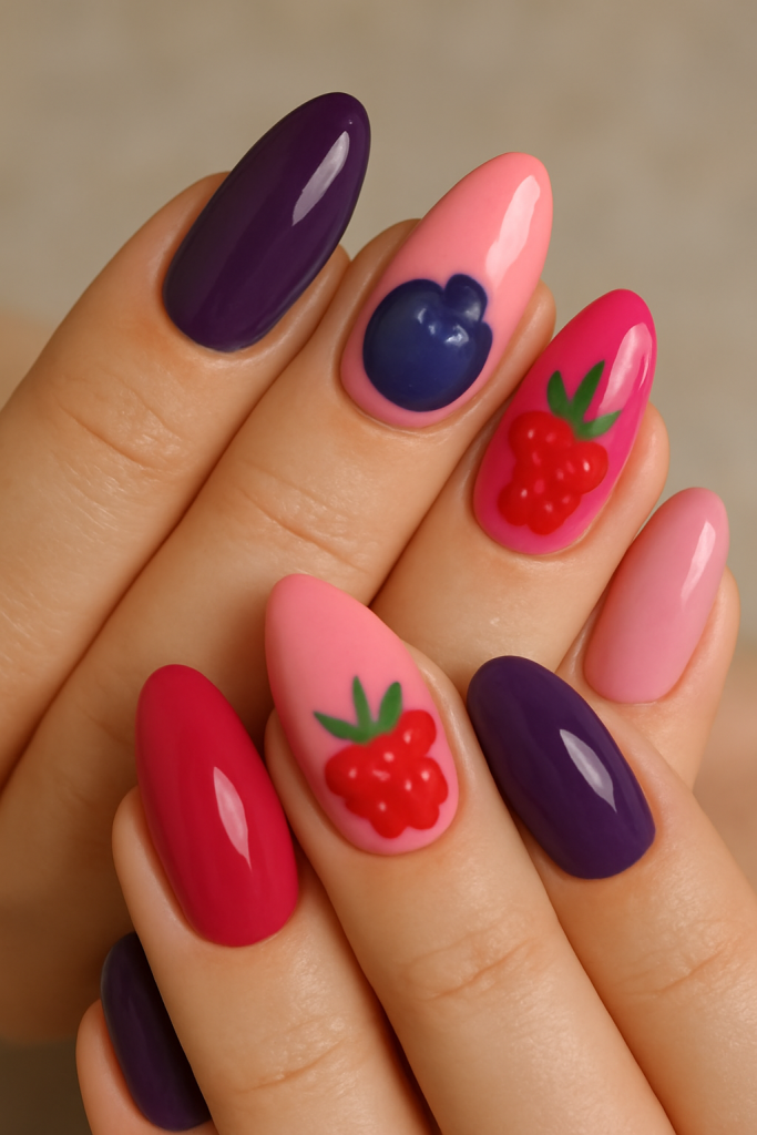 Mixed Berry Mania nails