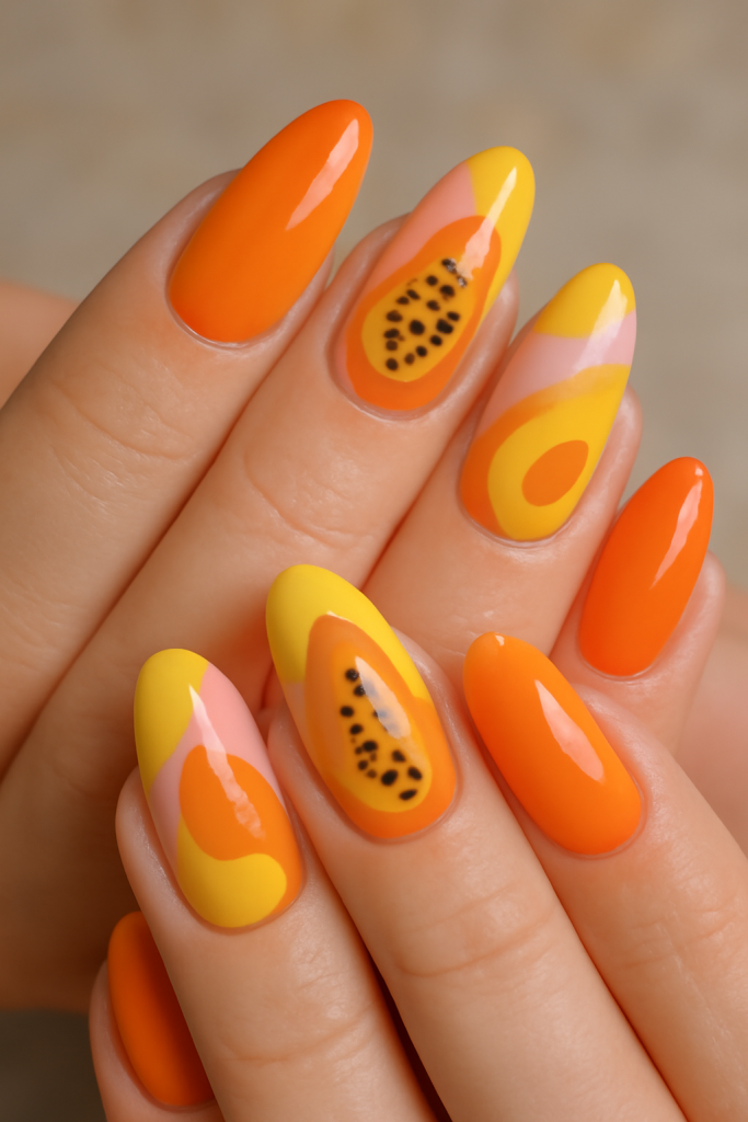Papaya Punch nails