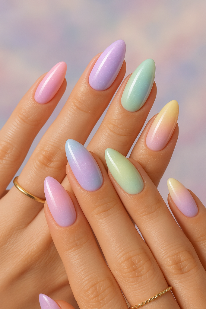 Pastel Rainbow Nails