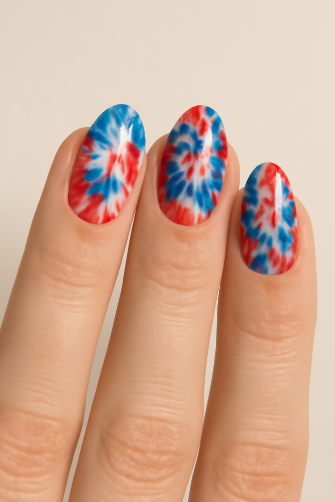 Patriotic Tie-Dye Nails
