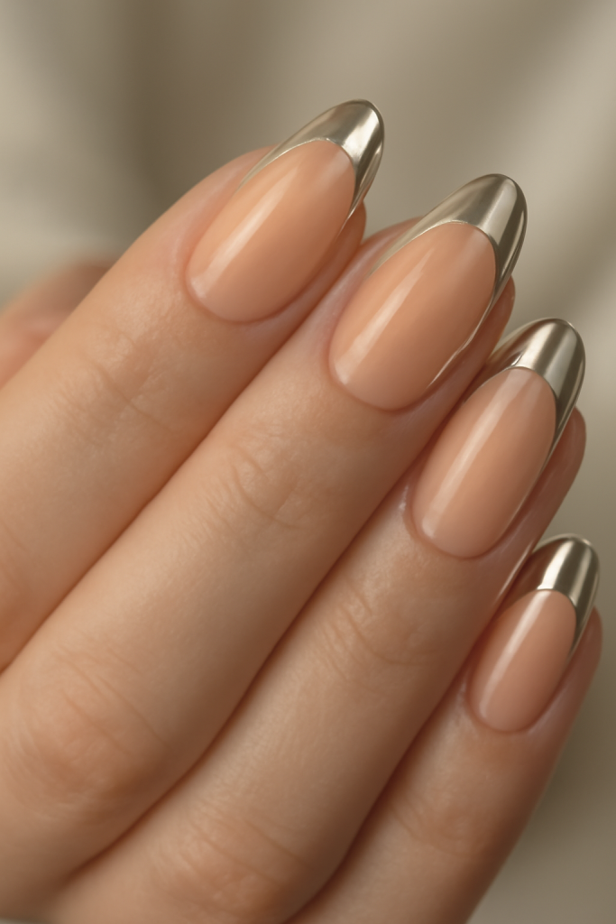 Peachy Pastels with Chrome Shine Nails