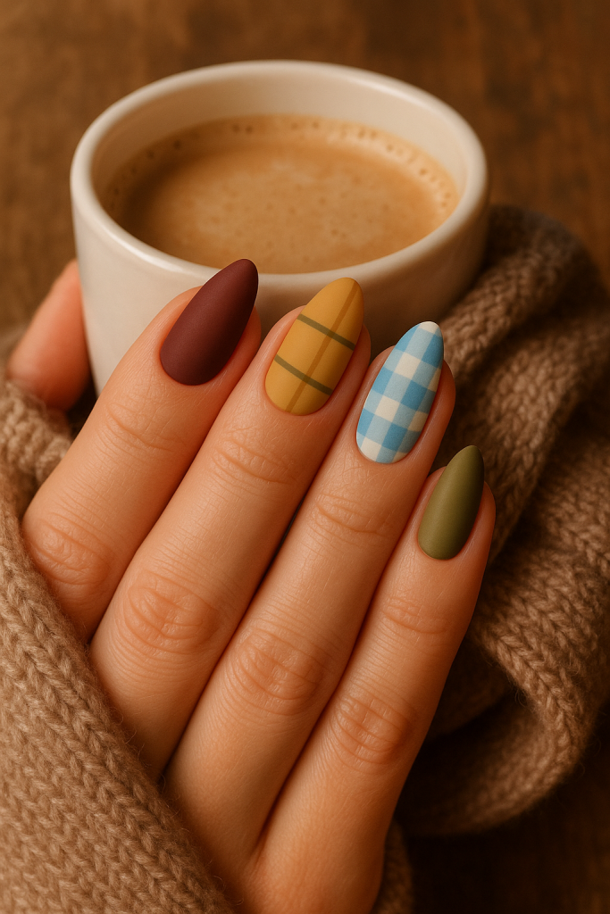 Plaid or Gingham Nail Art