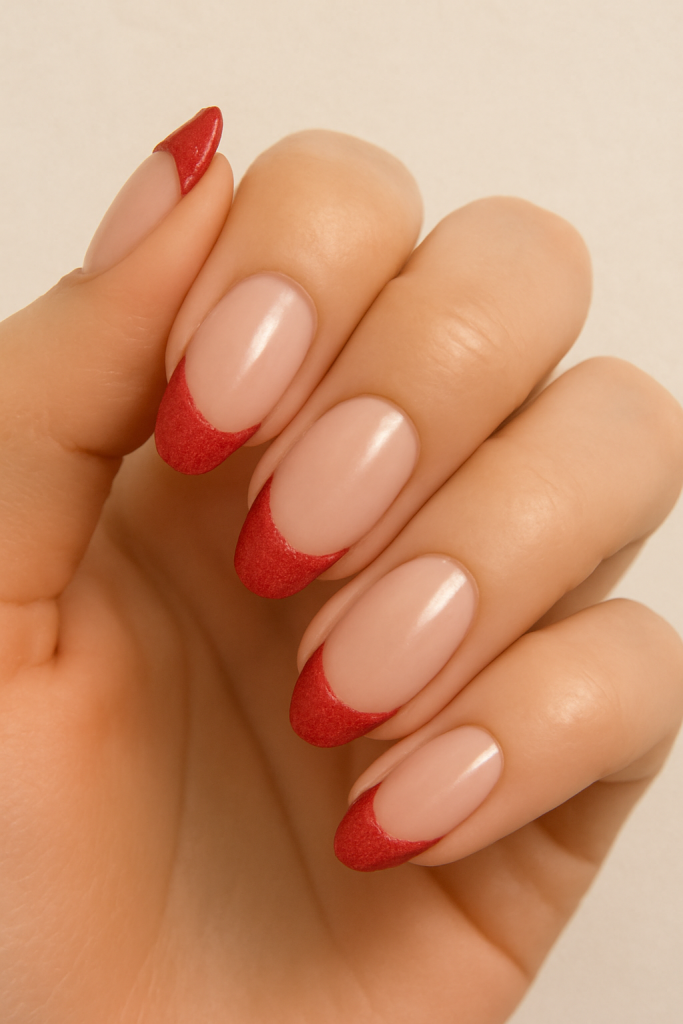 Red Sparkle French Tips