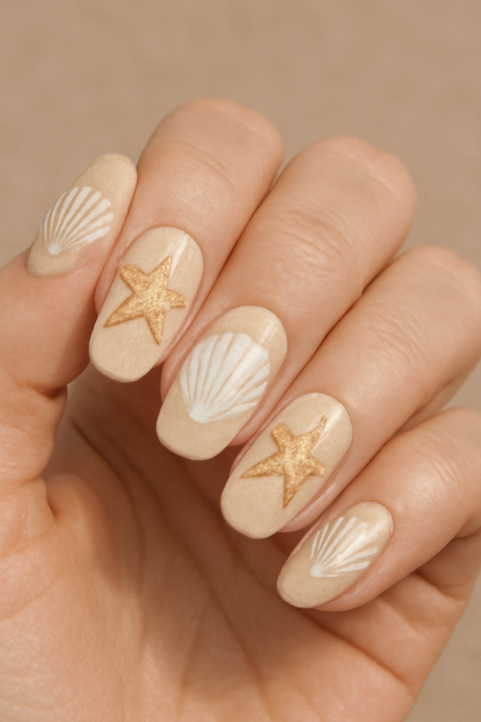Seashell and Starfish Nails