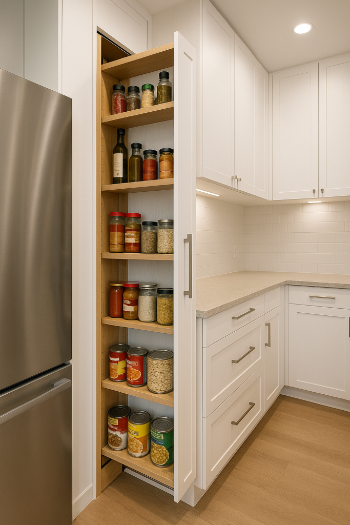 Slide-Out Pantries for Narrow Kitchens