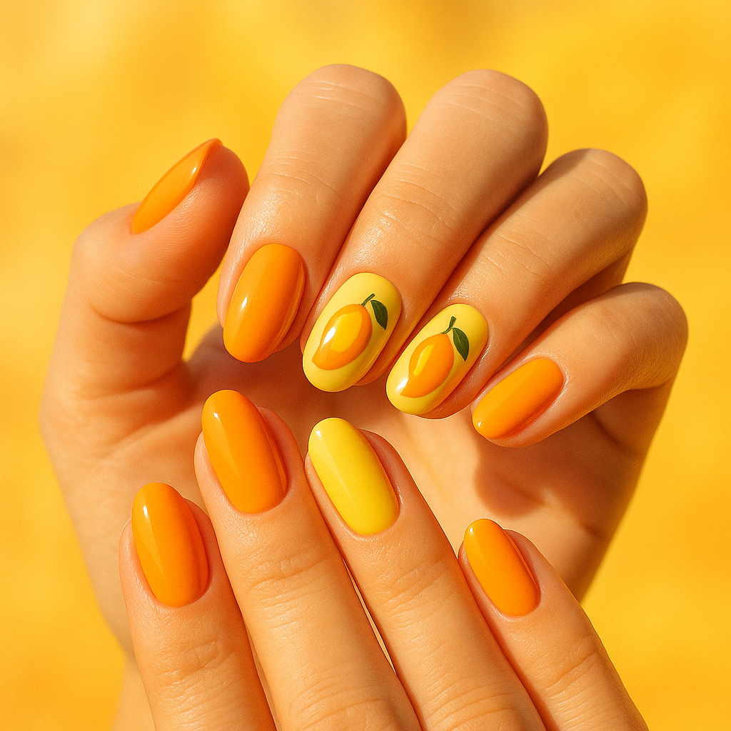 Tropical Mango Magic nails
