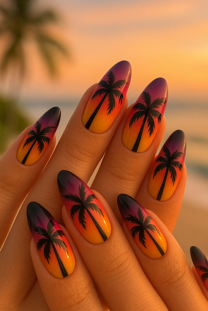 Tropical Palm Tree Nails