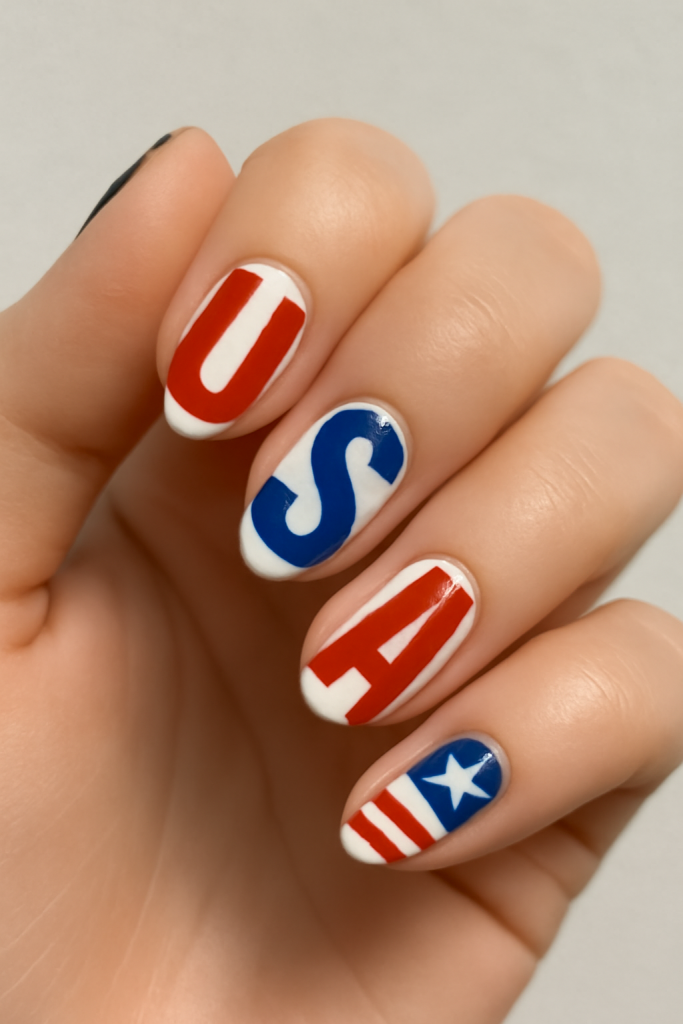USA Letters Across Nails