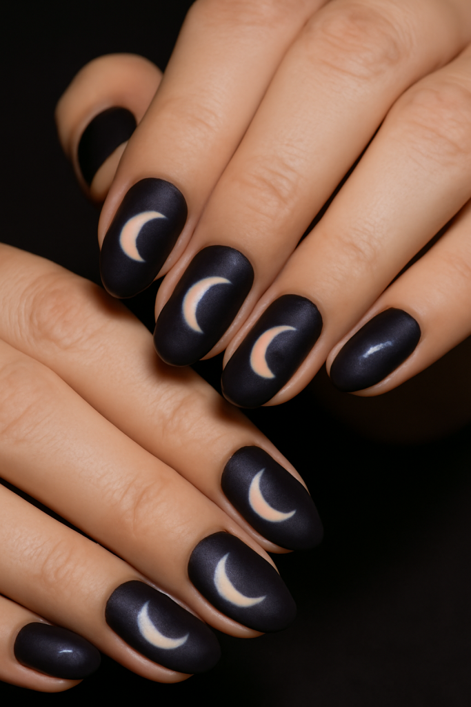 Witchy Nails with a Crescent Moon