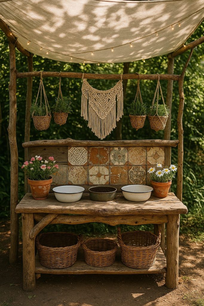 Boho Mud Kitchen Under the Canopy