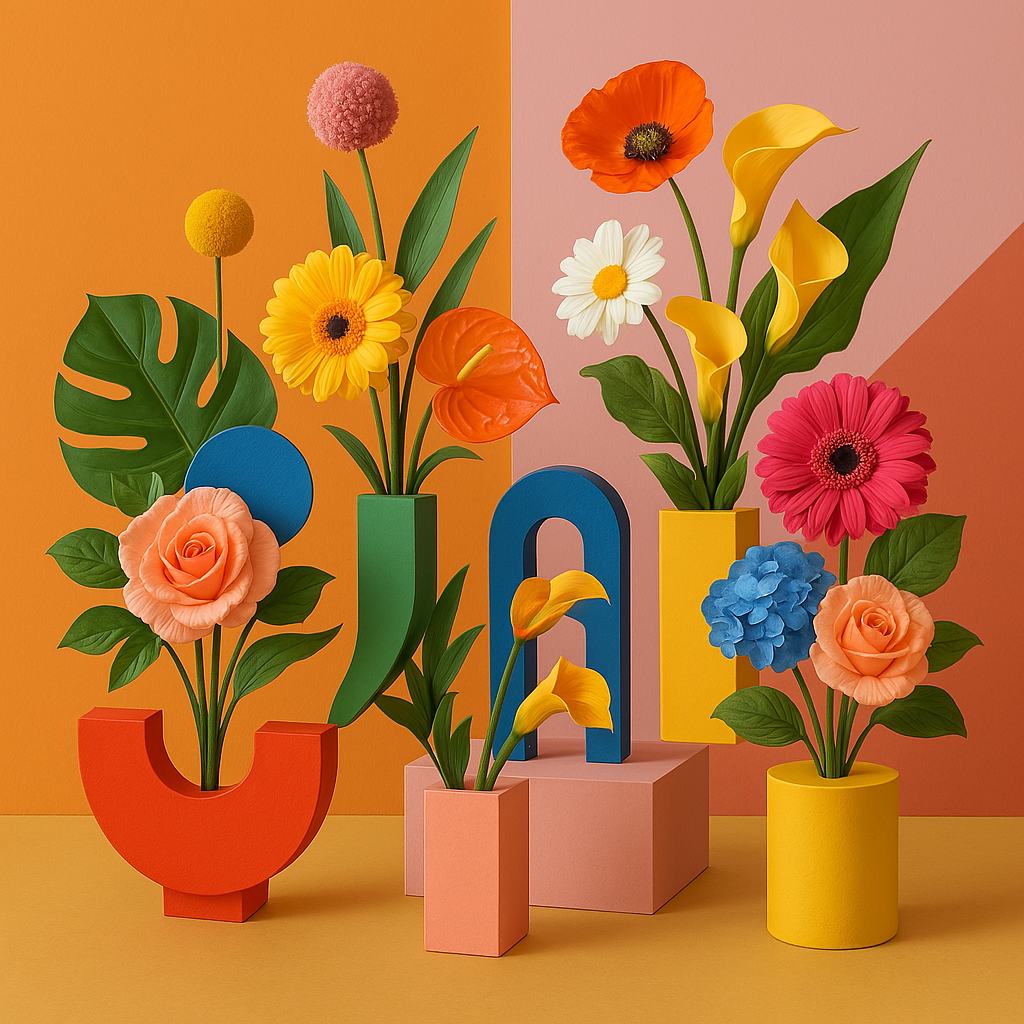 Bold Geometric Floral Sculptures