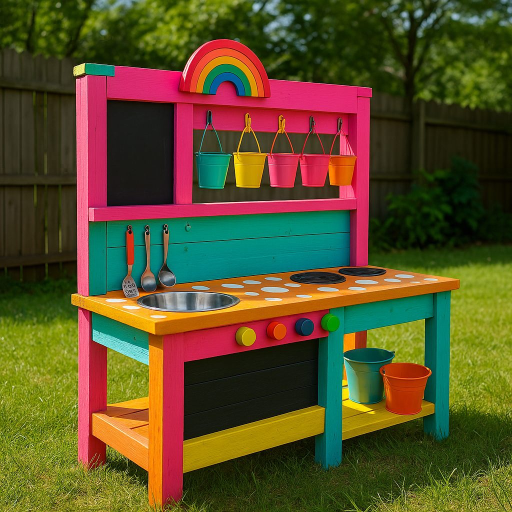 Bright and Bold Color Splash Mud Kitchen