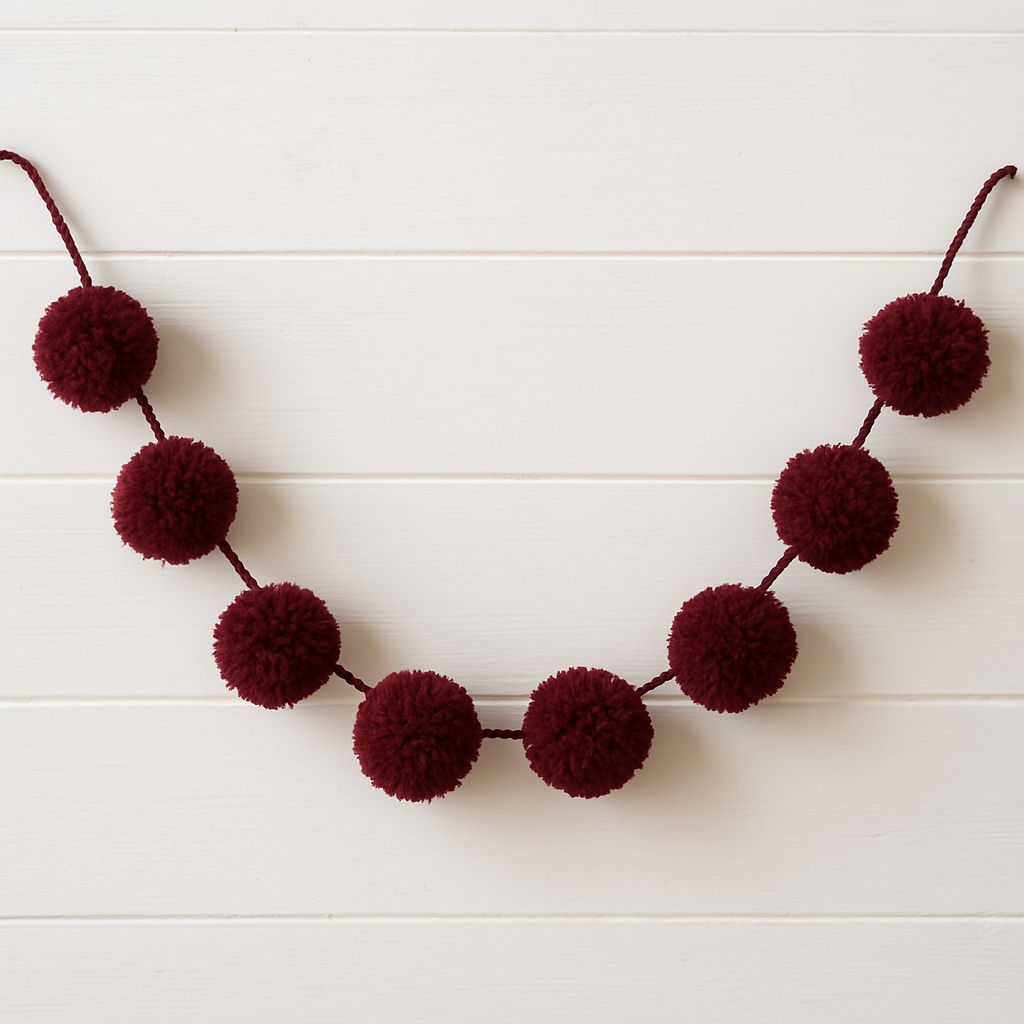 Burgundy Pom-Pom Garland