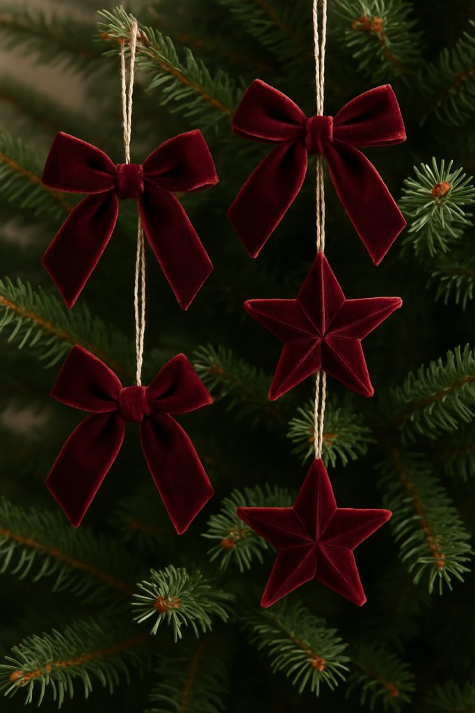 Burgundy Velvet Ribbon Ornaments