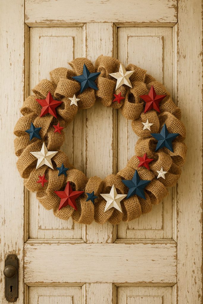 Burlap and Star Wreath
