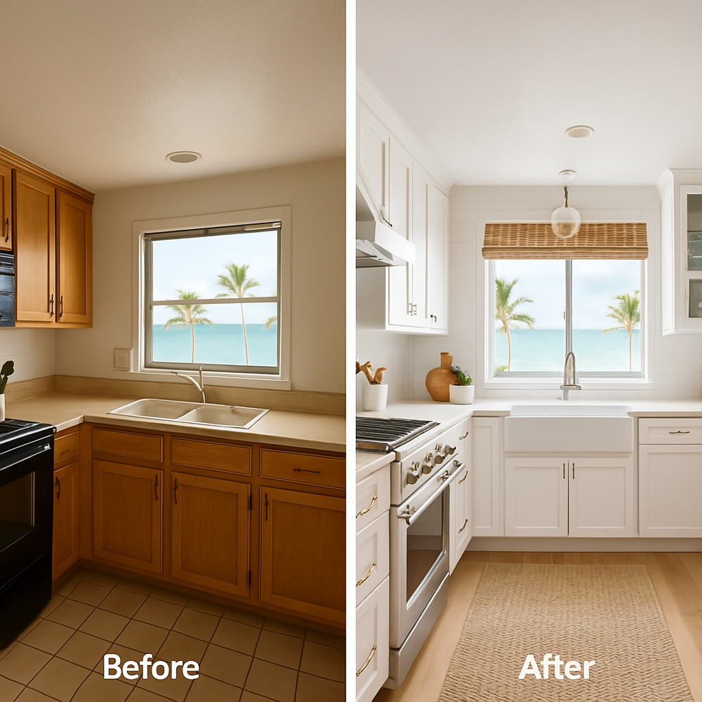 Coastal Inspired Kitchen with a View