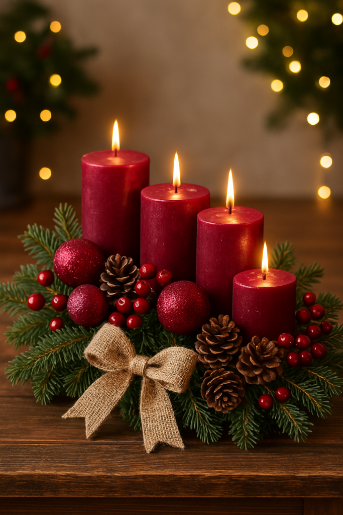 DIY Burgundy Table Centerpiece