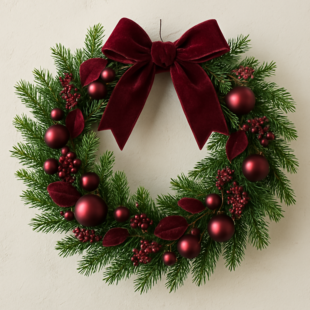 DIY Burgundy and Green Wreath