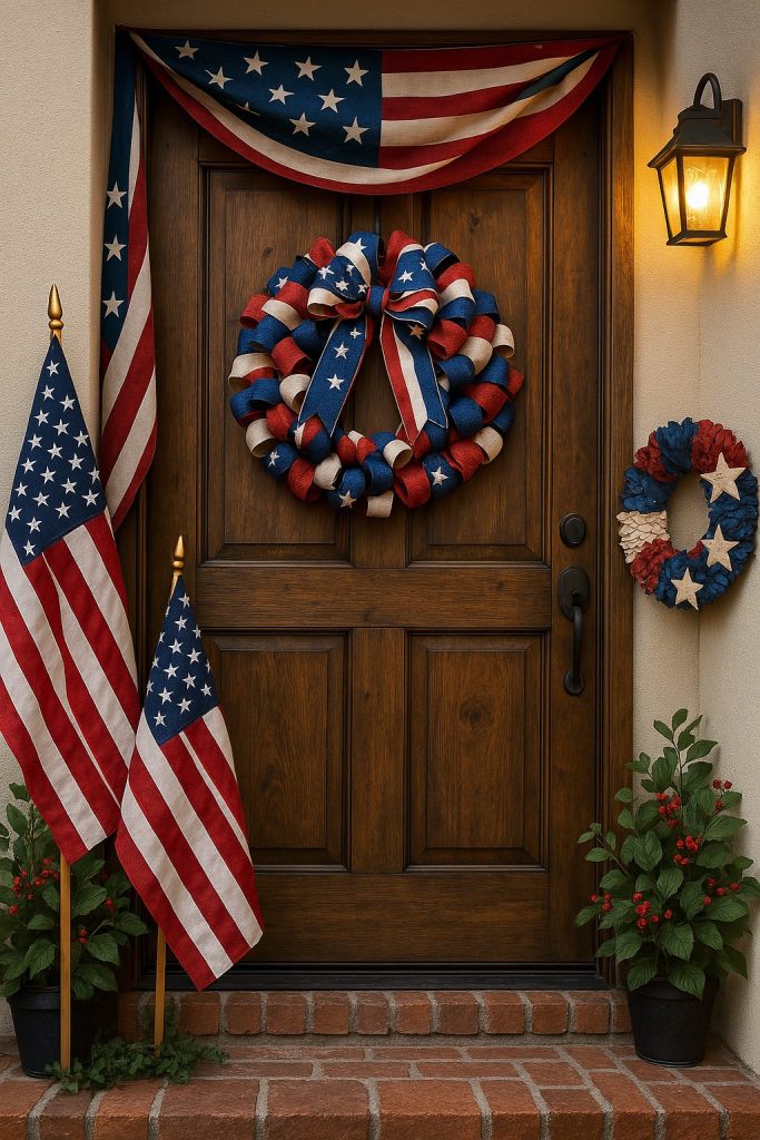 Entryway Flags and Wreaths