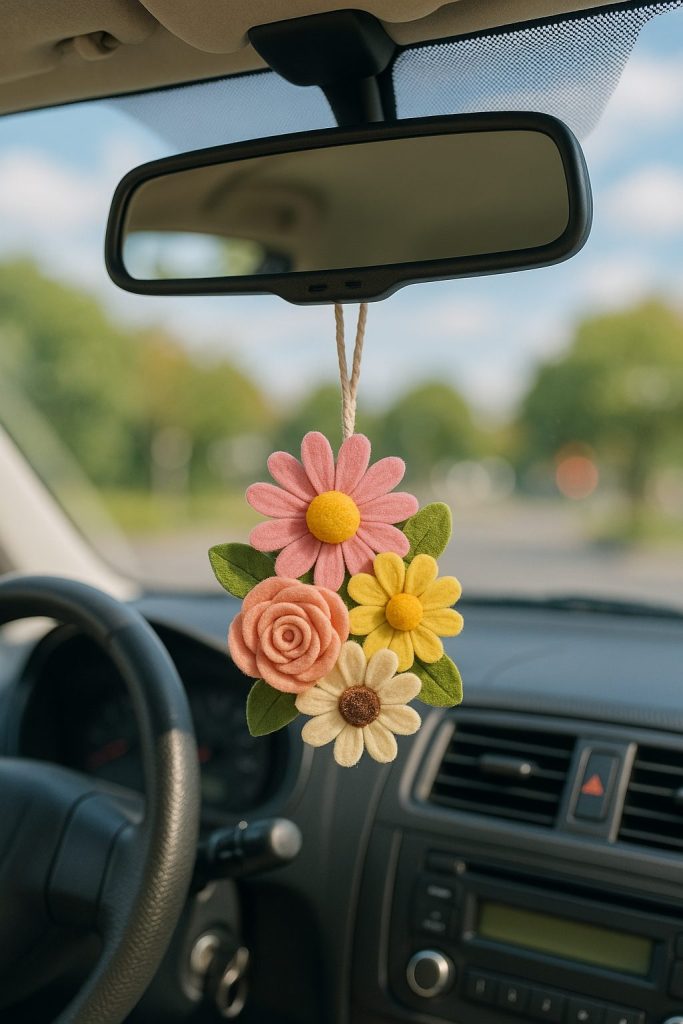 Floral Rearview Mirror Charm