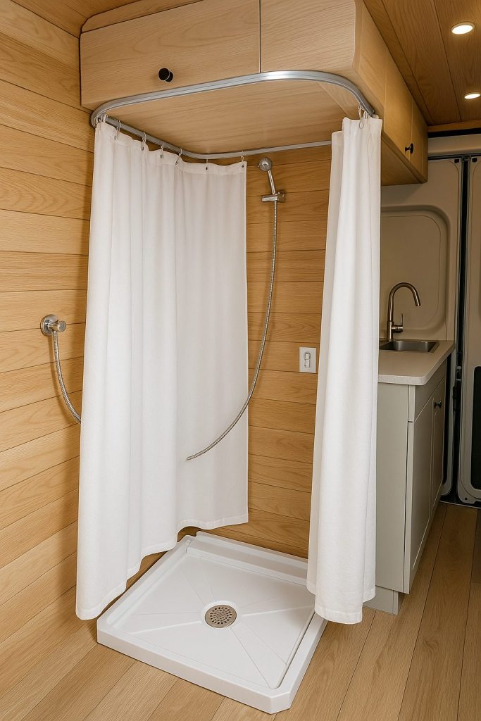 Foldable Shower Setup with Curtain Track