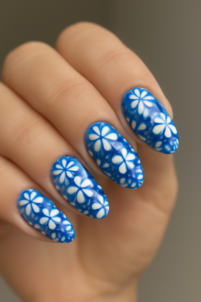 Full Blue and White Floral Coverage