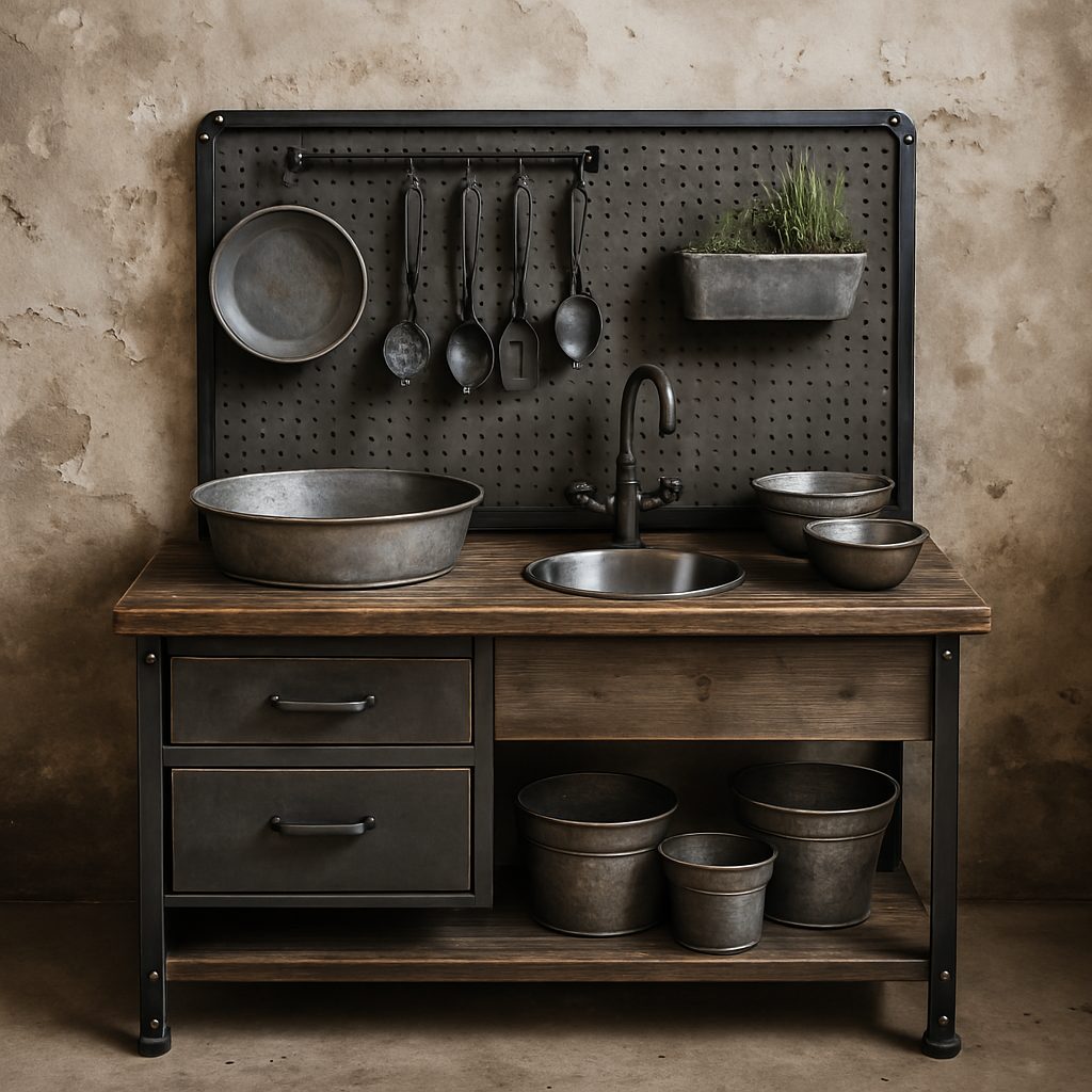 Industrial Chic Mud Kitchen With Metal Finishes