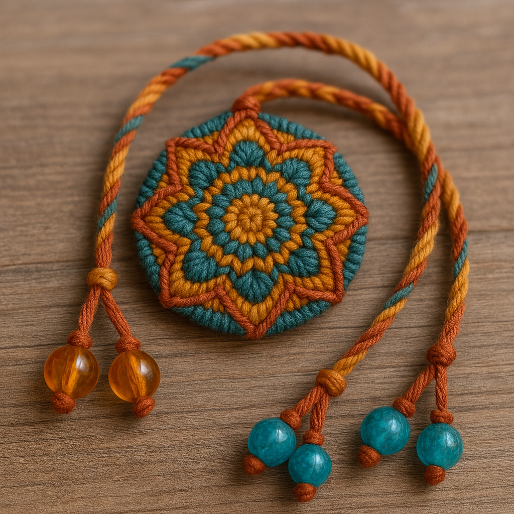 Mandala-Knit Cord with Beaded Ends