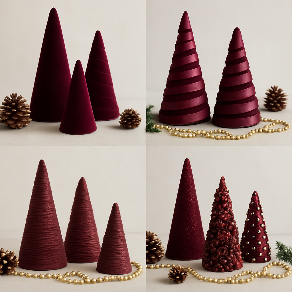 Mini Burgundy Tree Cones