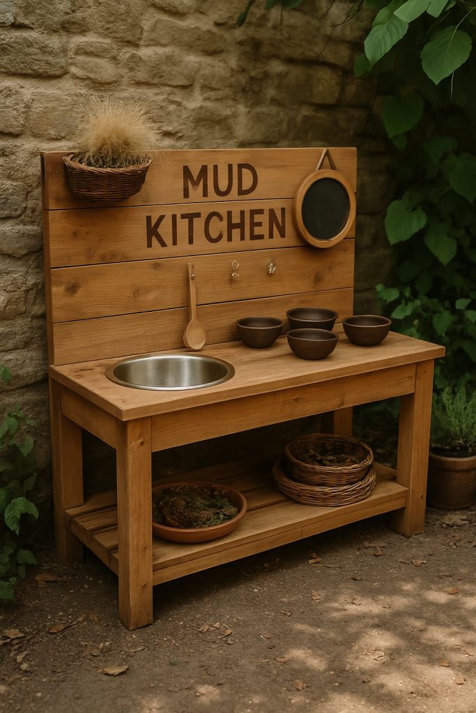 Natural Materials Mud Kitchen With Earthy Accents