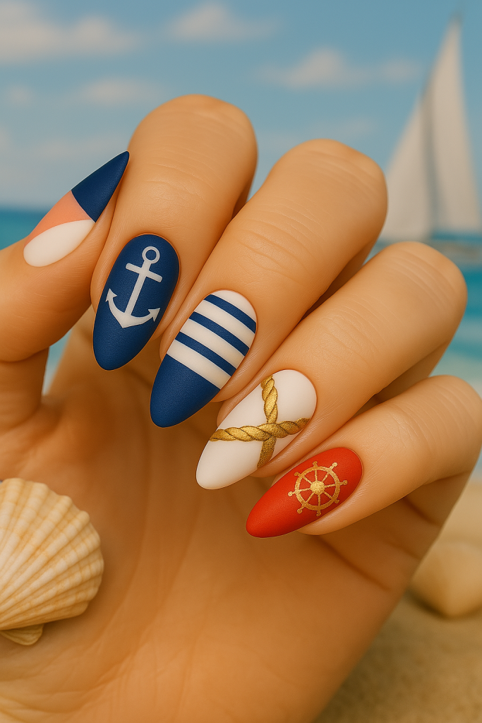 Nautical Theme Nails for a Summer Nautical Escape