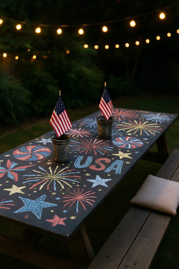 Outdoor Table Chalk Art