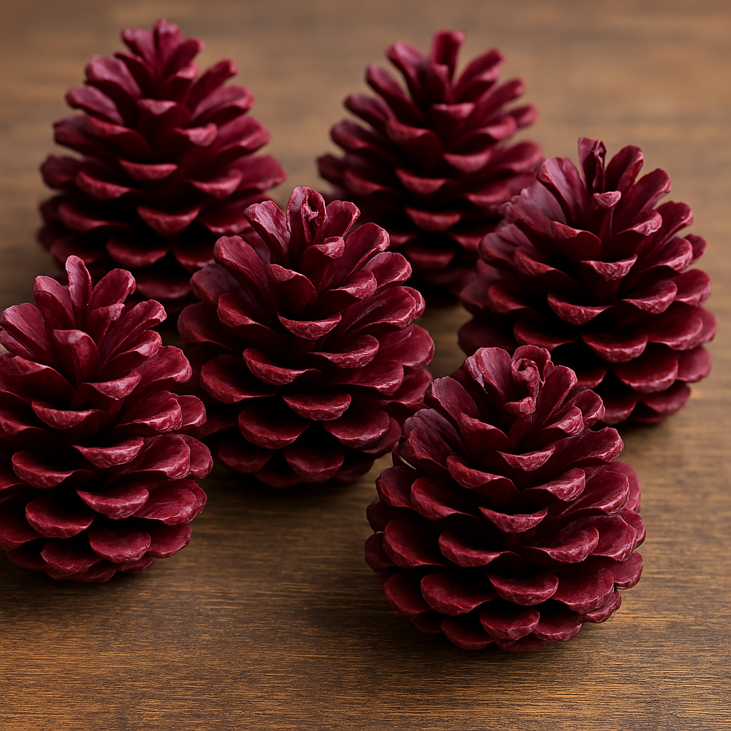 Painted Burgundy Pinecones