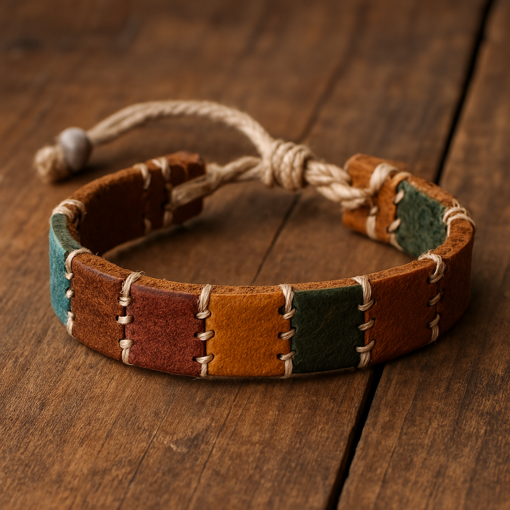 Patchwork Leather Strip Bracelet