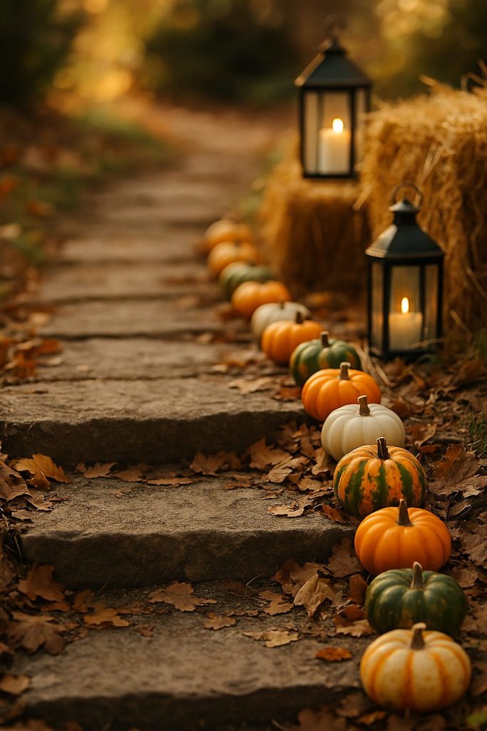 Pathway Lined with Mini Gourds