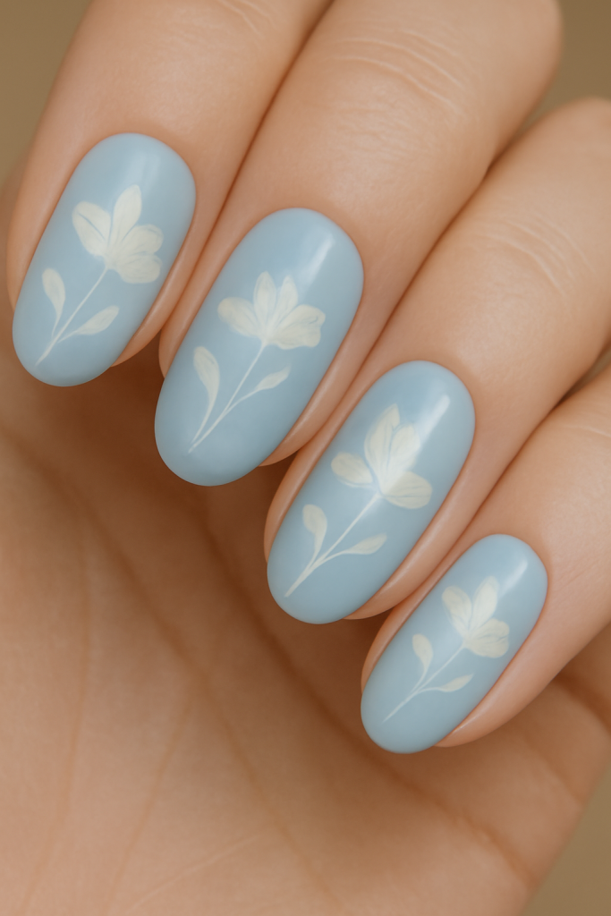 Soft Pastel Blue and White Florals
