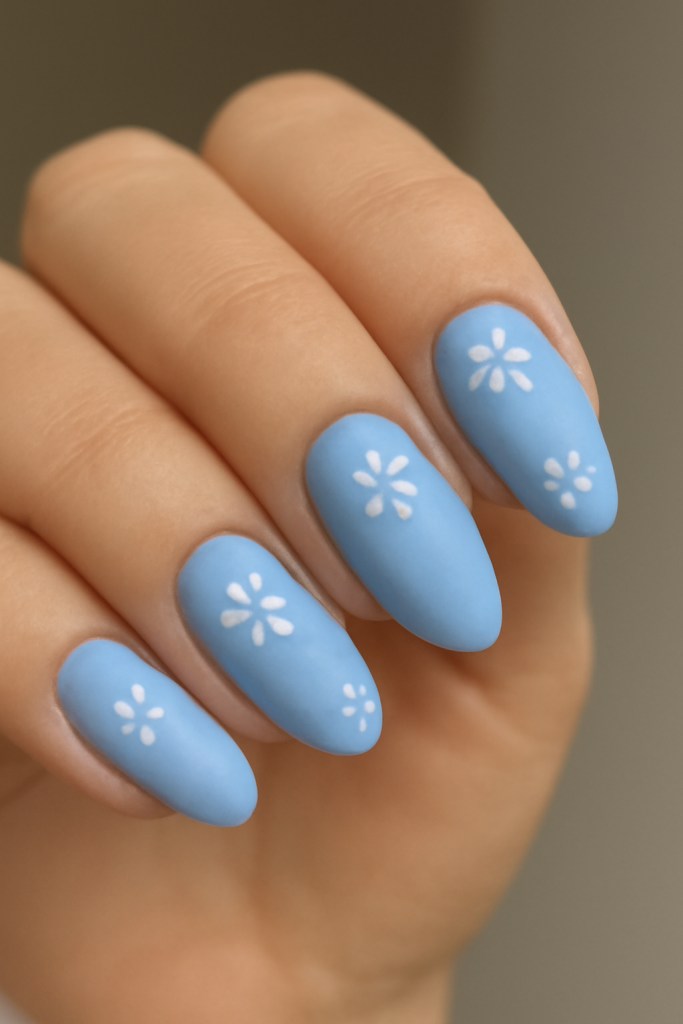 Subtle Floral Accents with a Blue Base