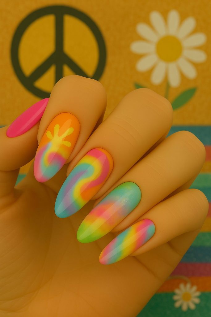 Tie-Dye Nails for a Hippie Chic Look